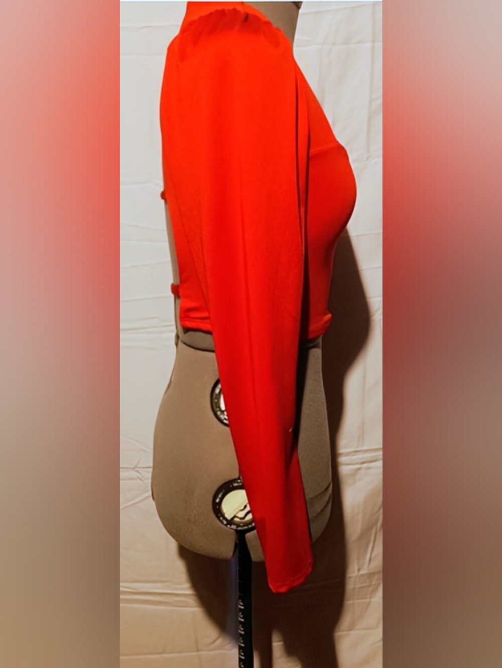 🍋 Vibrant Red Long Sleeve Crop Top Women Small Party Club - Picture 3 of 11